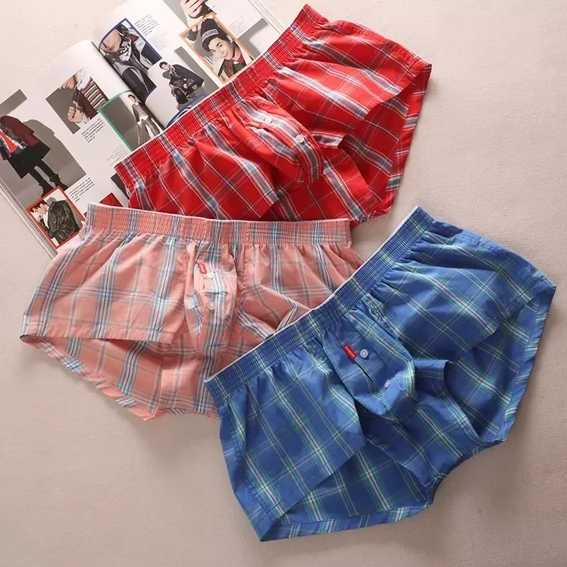 

MENS SEXY COTTON SHORTS HOME COMFORT CHECKERED FIT TRUNKS