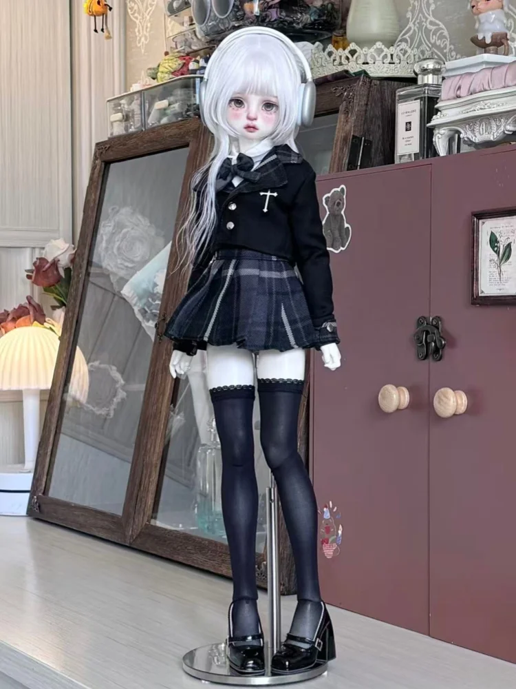 Roupas de boneca bjd para bonecas 1/4, conjunto de uniforme preto, acessórios de roupas de bonecas (sem boneca sem bolsa)