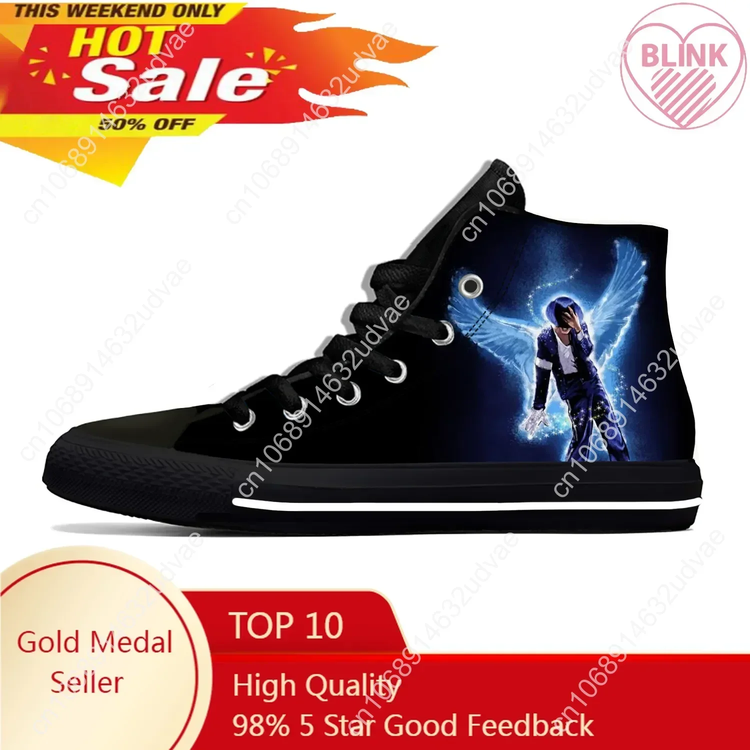 King of Pop Michael Jackson Rock Music Fashion Casual Cloth Shoes High Top Lightweight Breathable 3D Print Men Women Sneakers