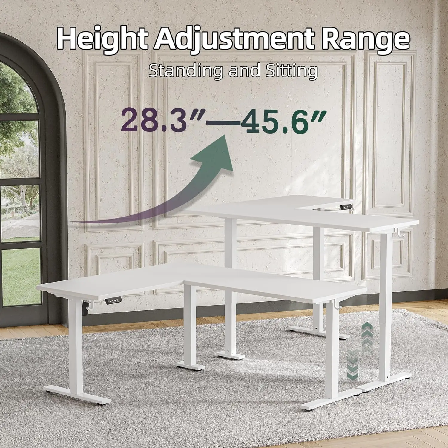L Shaped Standing Desk Adjustable Height, Electric Corner Standing Desk, 63 X 55 Inch Sit Stand Computer Table With Splice Board