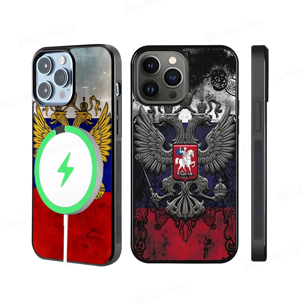 

Russia Coat Of Arms Eagle Flag Phone Case Magesafe Magnetic Wireless Charge Case For IPhone 16 11 12 13 14 15 Pro Max Plus Mini