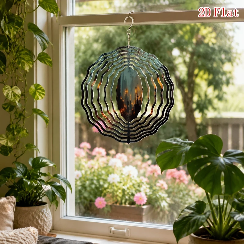 CIFbuy Kaleidoscope Wind Spinner 360° Rotating Garden Art Metal Wind Chime Outdoor Patio Yard Hanging Decor