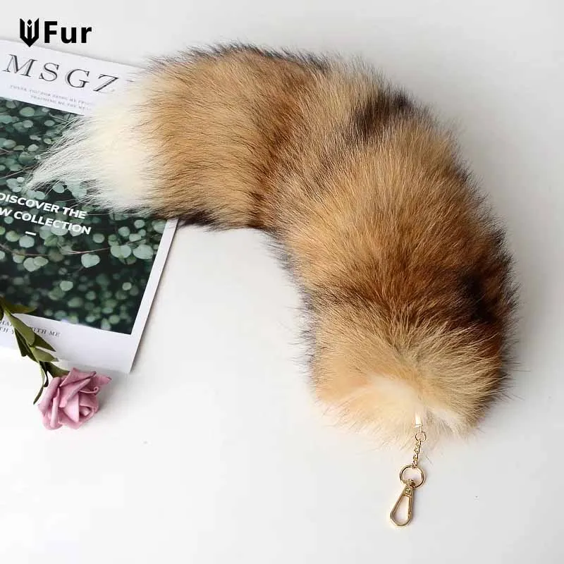 Cute Wolf Fox Tail Fur Car Keychains For Women Men Pompom Pendant Key Ring Holder Fluffy Keychain Accessories