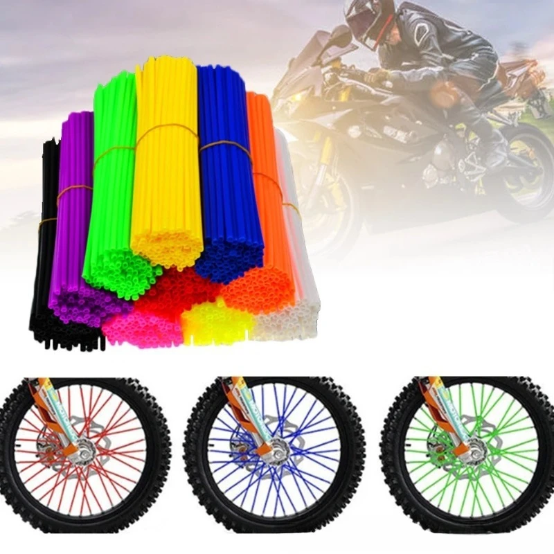 36/72pc Off-Road Motorcycle Wheel Hub Steel Wire Colored Spoke Sleeve Bicycle Spokes Universal Version External Decorative Strip