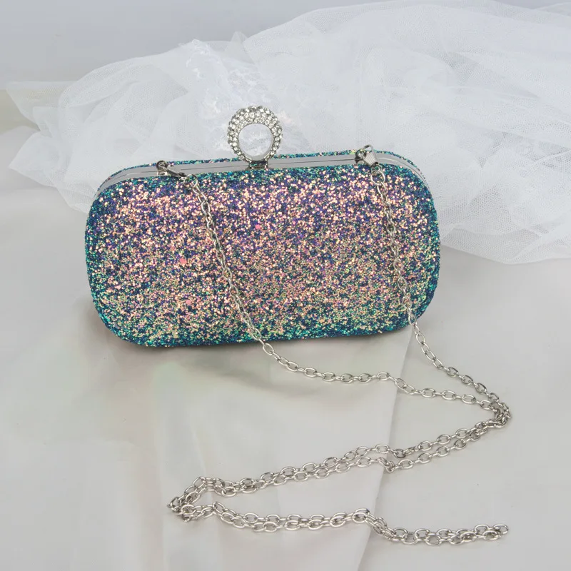 Evening Pink Clutch Designer Bags Women Luxury 2025 Purse Bling Sequins Handbag New Fashion Shoulder Crossbody Small Phone Bag