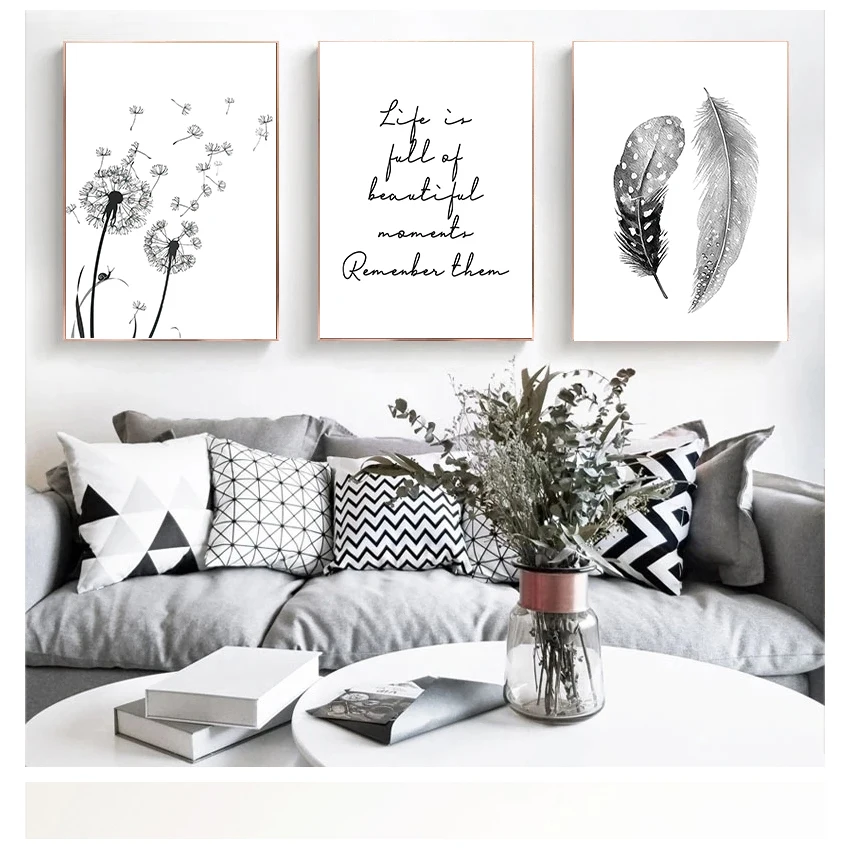 صور تجريدية لرسومات الريش ، طباعة فن الفراشة ، ملصق شمالي ، ديكور حائط غرفة المعيشة ، أبيض وأسود #3