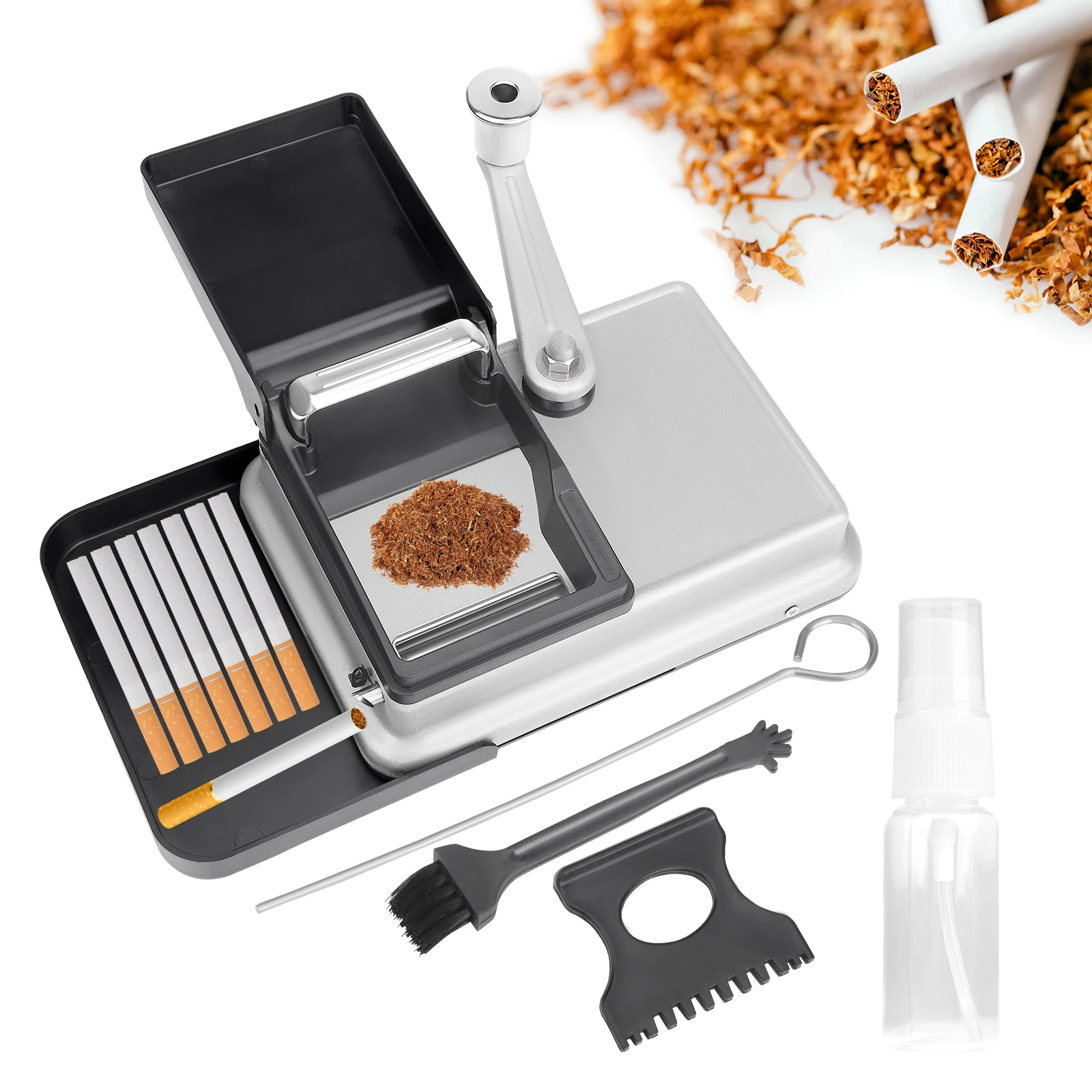 

Машина для утрамбовки сигарет для 8-миллиметровых кнопок, ручная машина для прокатки сигарет с коробкой для хранения аксессуаров