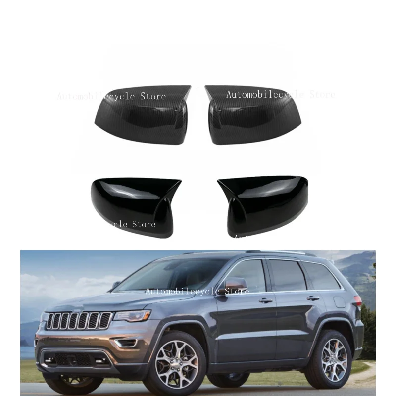 For Jeep Grand Cherokee 2011-2022Car Rearview Side Mirror Cover Wing Cap  Exterior Door Rear View Case Trim Sticker Carbon Fiber