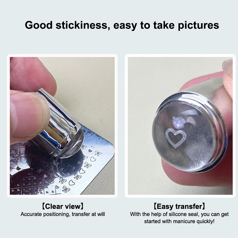 【Paix】 Mini joint en Silicone à tête unique effaçable, outil de transfert de plaque d'acier pour ongles, gelée d'estampage avec grattoir, moule à ongles à pointe française