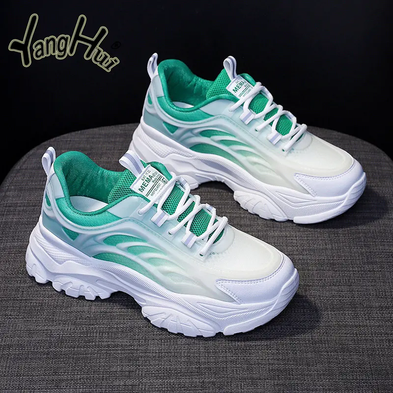 Mixed Colors Breathable Platform Sneakers 2023 New Casual All-match Mesh Lightweight Sprots Running Shoes Fashion Spring Autumn