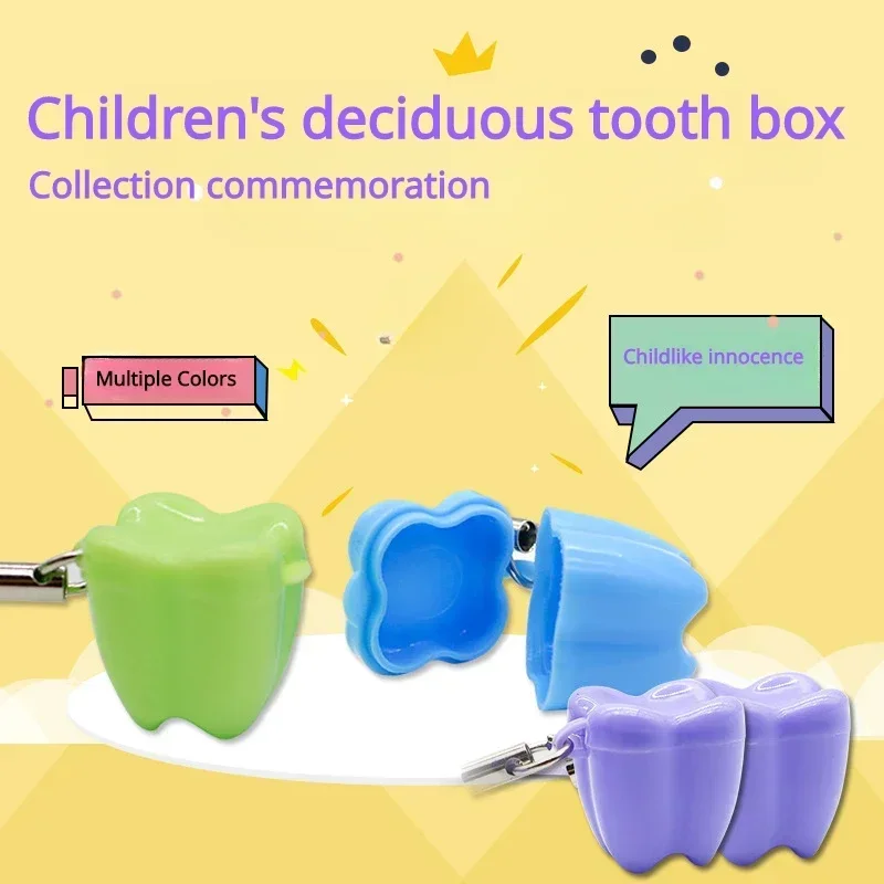 10pcs Plastic Baby Teeth Storage Box Teeth Saver Holder With Necklace Colorful Children Teeth Replacement Container Box Dental