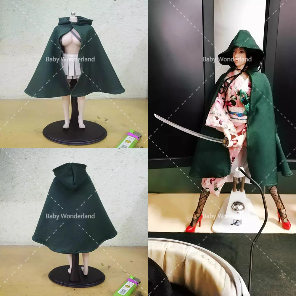 In Stock 1/6 Scale Dark Green Hooded Magical Witch Clothes Model Fit 12'' PH Movable Female Soldier Body Dolls Car Toys