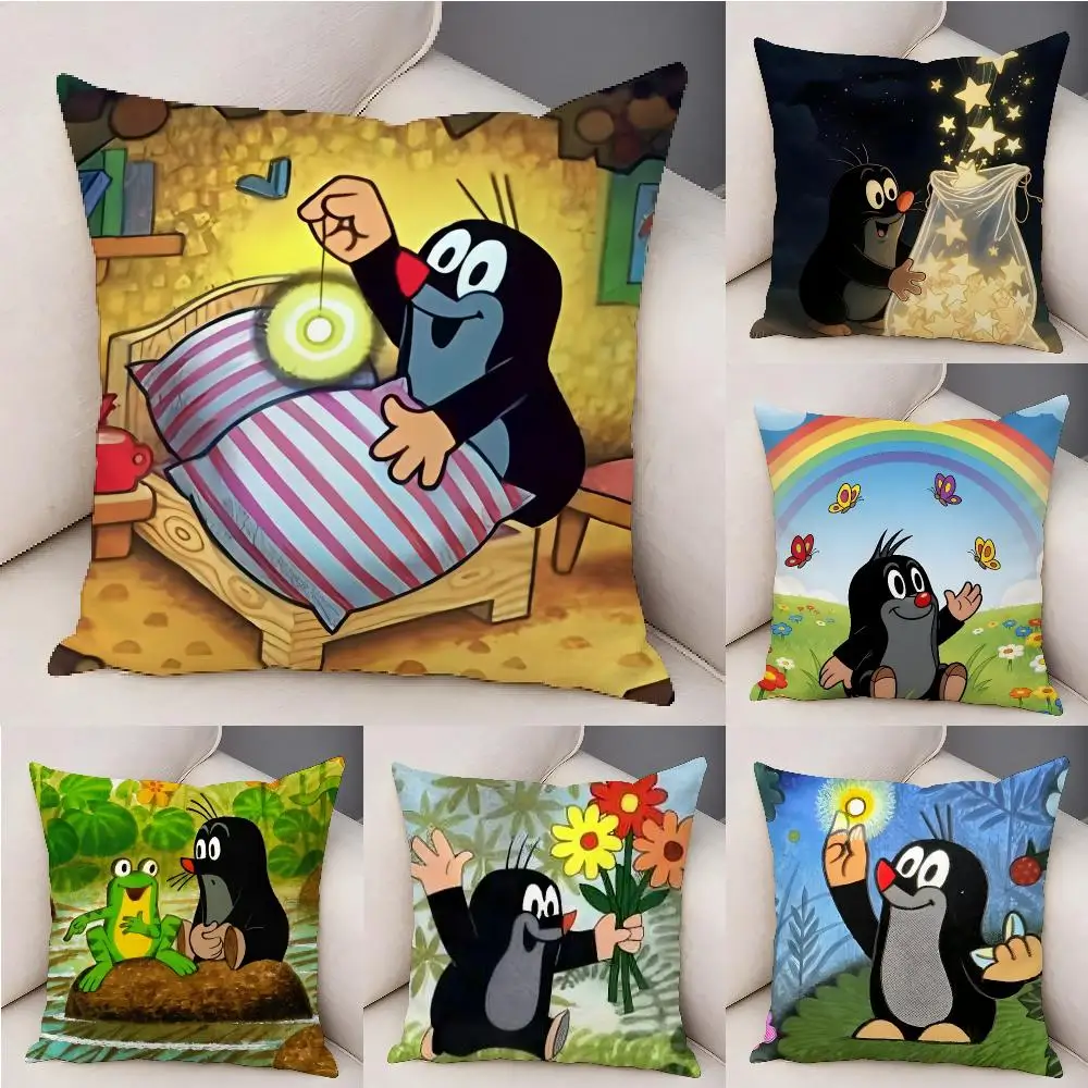 Vintage Cartoon The L-Little M-Mole Cushion Cover Plush Decorative Pillow Case With Hidden Zipper Fashion Room Decor For Home