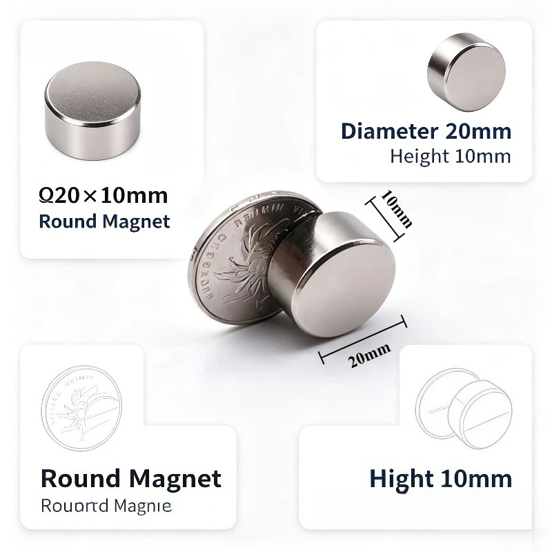 20x10mm N35 Round Neodymium Magnet Rare Earth Permanent Super Strong Magnetic Magnets for DIY Craft Industrial Projects 20*10 mm