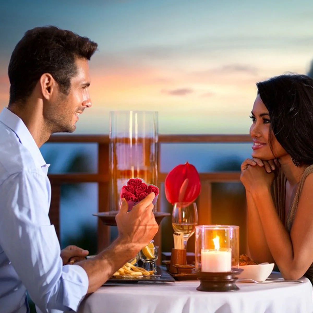 

6 шт., роза в форме сердца, мыло, цветы, имитация подарочной коробки, красный цвет на день рождения, День святого Валентина, романтическое домашнее свадебное украшение