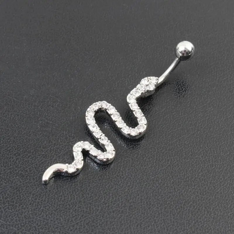 193e Snake Boully Button Ring Zircon Nombres Anneaux nombril Piercing Bijoux Nombres incurvés Balls ventre