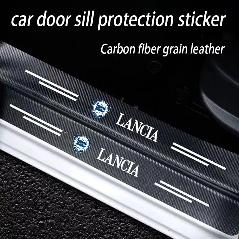 Leather Car Door Sill Plate Protector Stickers for Lancia ypsilon delta musa nera thema STRATOS Y Phedra Car Accessories