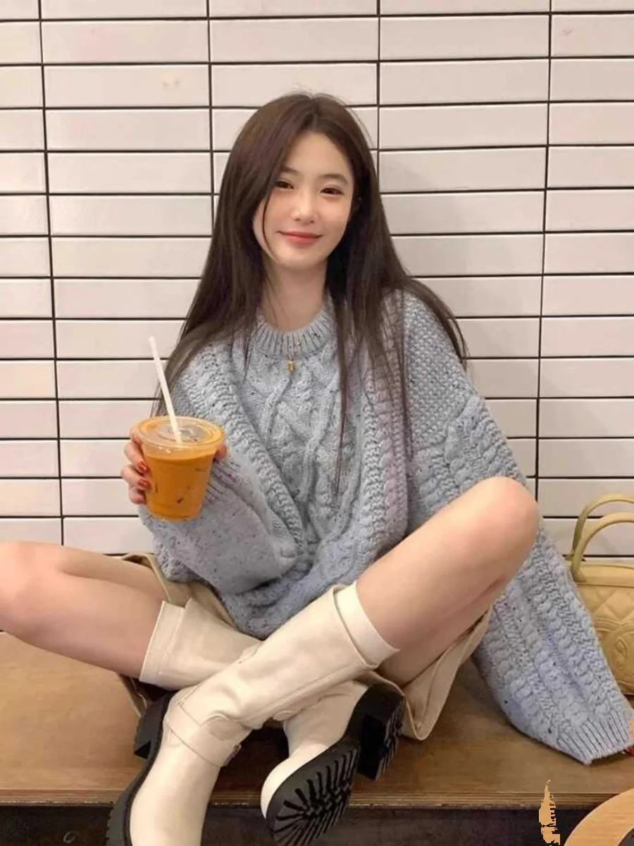 

Clex Crt Knitted Sweater Women's Sle round Ne Overhead Long Sve ort Length Pure Color Autumn Winter Faion