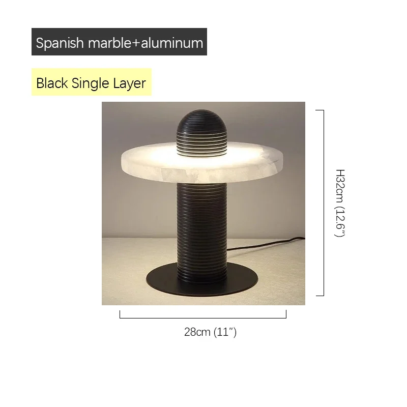 KARLOS Современная мраморная настольная лампа Дизайнерская креативная черная гостиная Спальня Вилла Модель комнаты Минималистский художественный светильник
