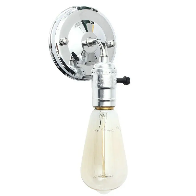 Switch wall light Silver Black Color Antique Brass aluminum with Knob switch lamp holder Chain Switch vintage edison wall lamp