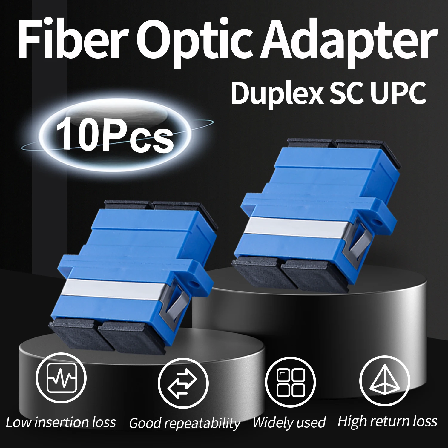 

10 Pcs SC UPC Couplers, Duplex Fiber Optical Adapters Cable Connectors SM Flange Ftth