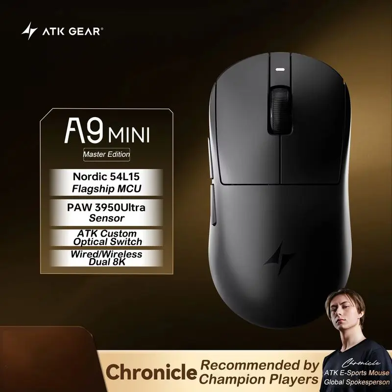 Atk A9 Mini Master Plus Paw3955 Master 8k Polling Tri-Mode Wireless Gaming Mouse 39g Ultra Lightweight Nordic 54l15 For E-Sports