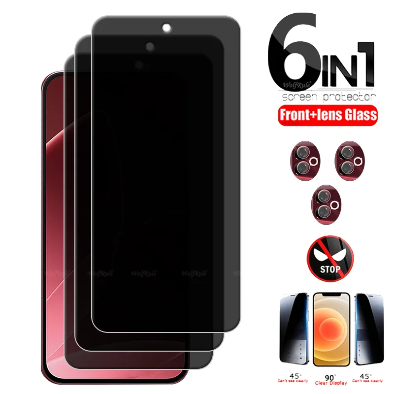 

6-in-1 For OPPO F33 Pro Glass OPPO F33 Pro Tempered Glass 9H Protective Privacy Anti-Spy Screen Protector OPPO F33 Pro Len Glass