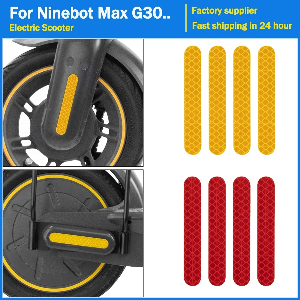 電動スクーター用フロントホイールカバー,反射ステッカー,ナイト警告ストリップ,Ninebot max g30,g30d,g2,g65