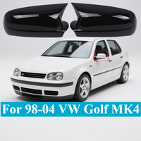 For 98-04 VW Golf MK4 Glossy Stick-On Bull Horn Style Mirror Cover Housings Pair Left Right External Side Shell Replacements