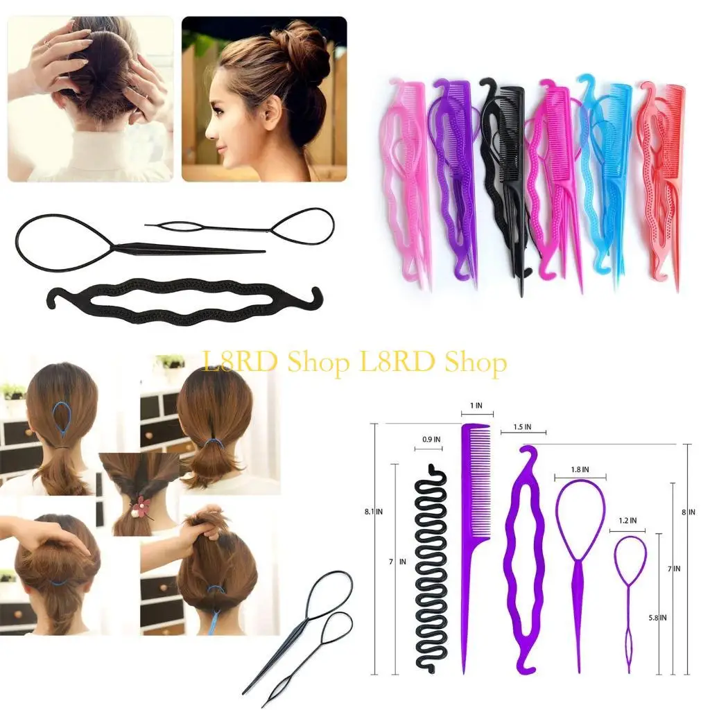 

L8RD 19 Pcs Hair Bun Shaper Set Hair Styling Bun Maker Ponytail Maker Accessories