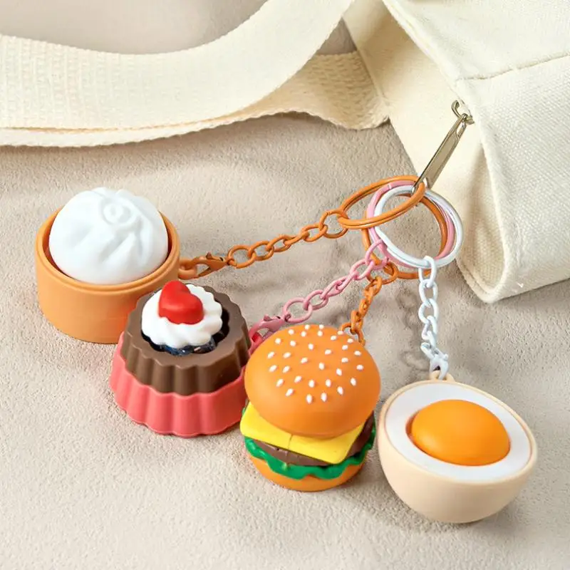 Mini Gourmet Keychain Decompression Fidget Anxiety Relief Toy Cute Burger Sushi Avocado Durian Pendant Bag Backpack Decor view 5