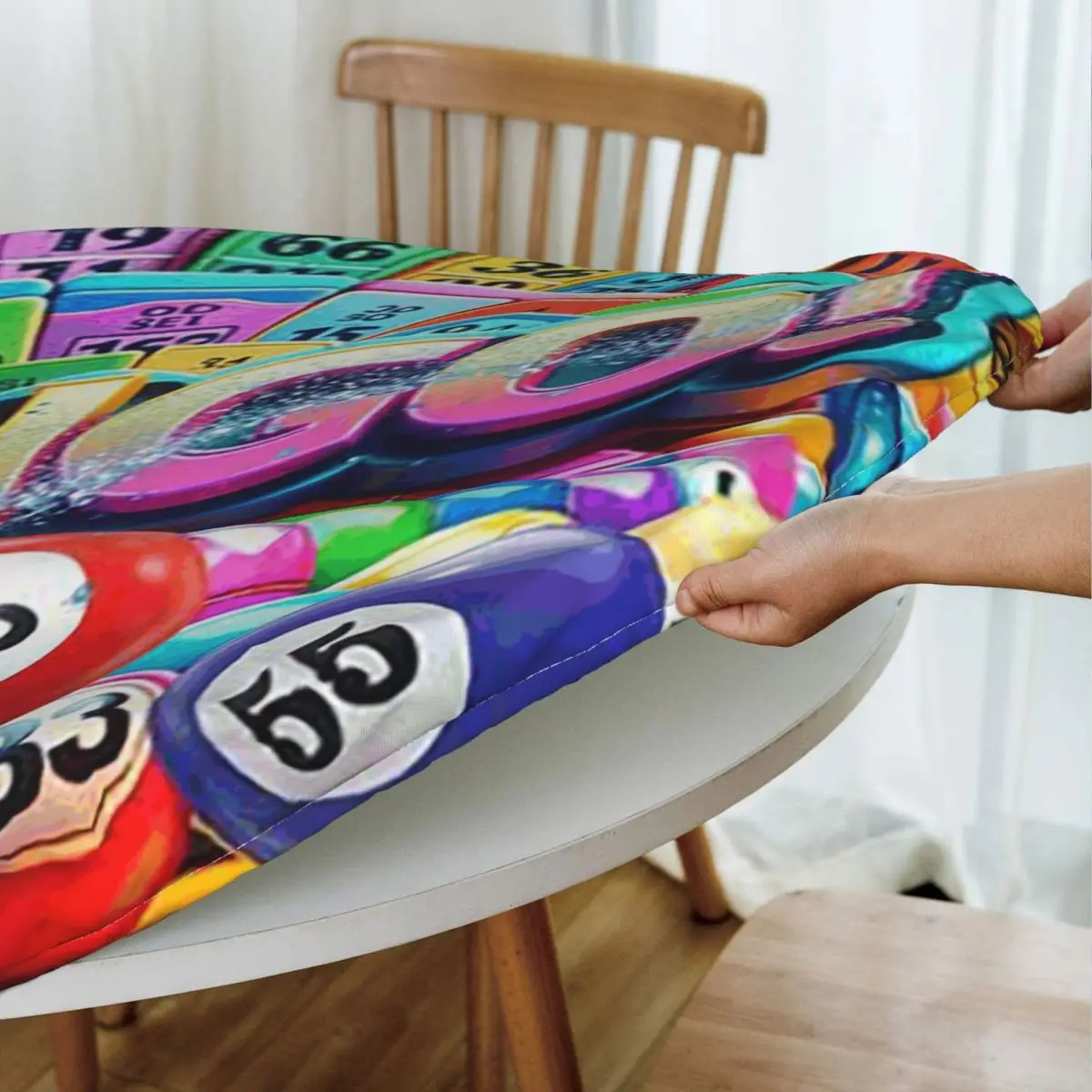 Best Play Bingo Game For Bingo Players Waterproof Round Tablecloth Oilproof Table Cloth for Kitchen Events Dining Table Cover