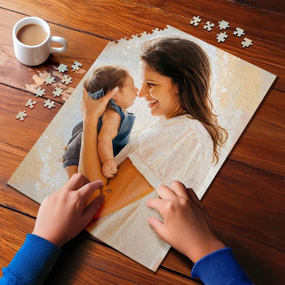 35/300/500/1000pcs Personalized Custom Photo Puzzle wedding photo Customize Jigsaw Puzzle For CouplesCouples Family Christmas