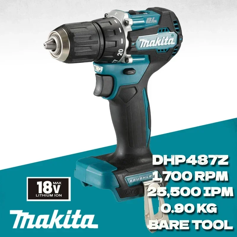 Makita DHP487Z Cordless Impact Drill 18V LXT Brushless Motor Compact Hammer Driver Rechargeable Screwdriver Power Tools DHP487