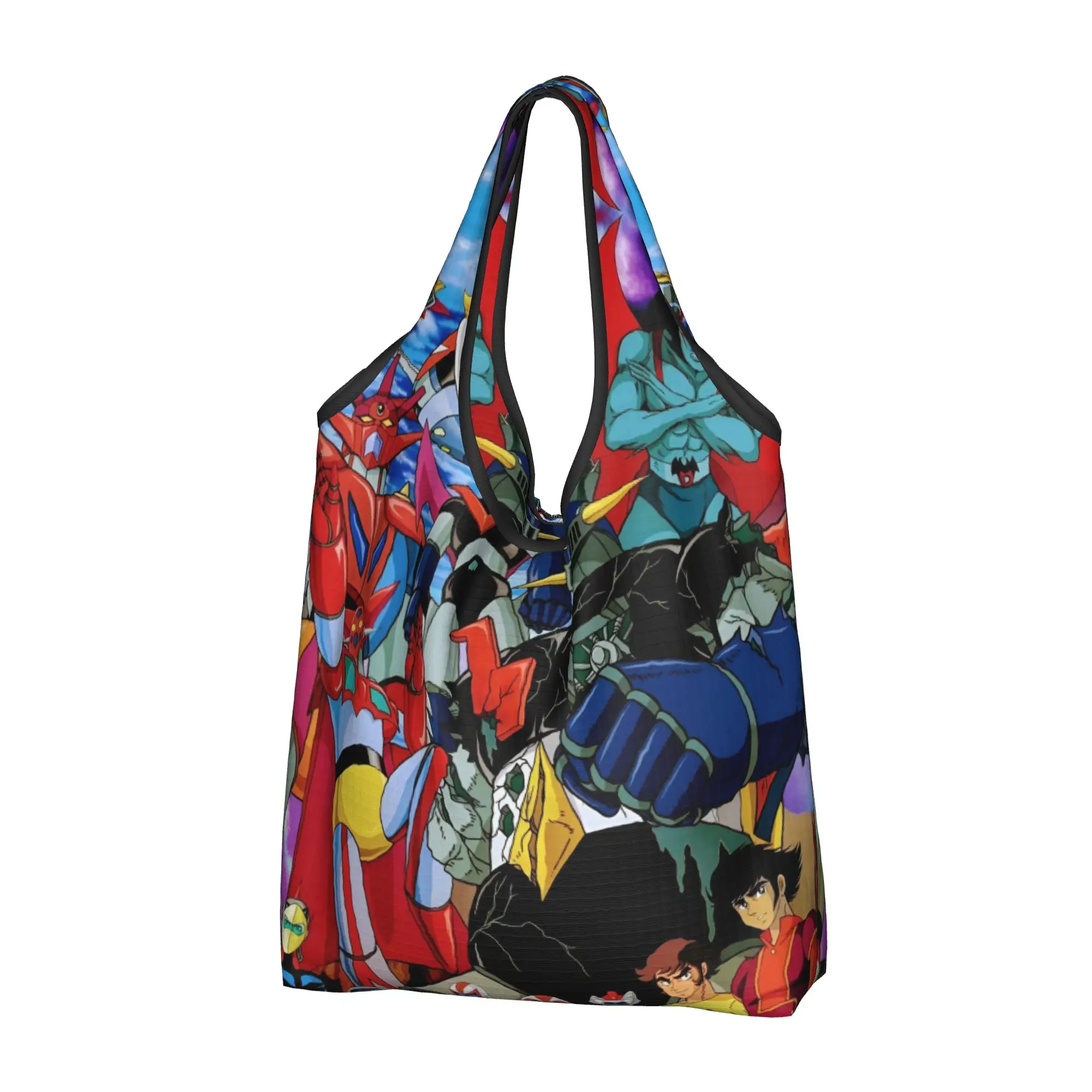 Comic G-Grendizeres Manga Groceries Shopping Bag Funny Shopper Tote Shoulder Bag Large Capacity Portable Anime  Handbag