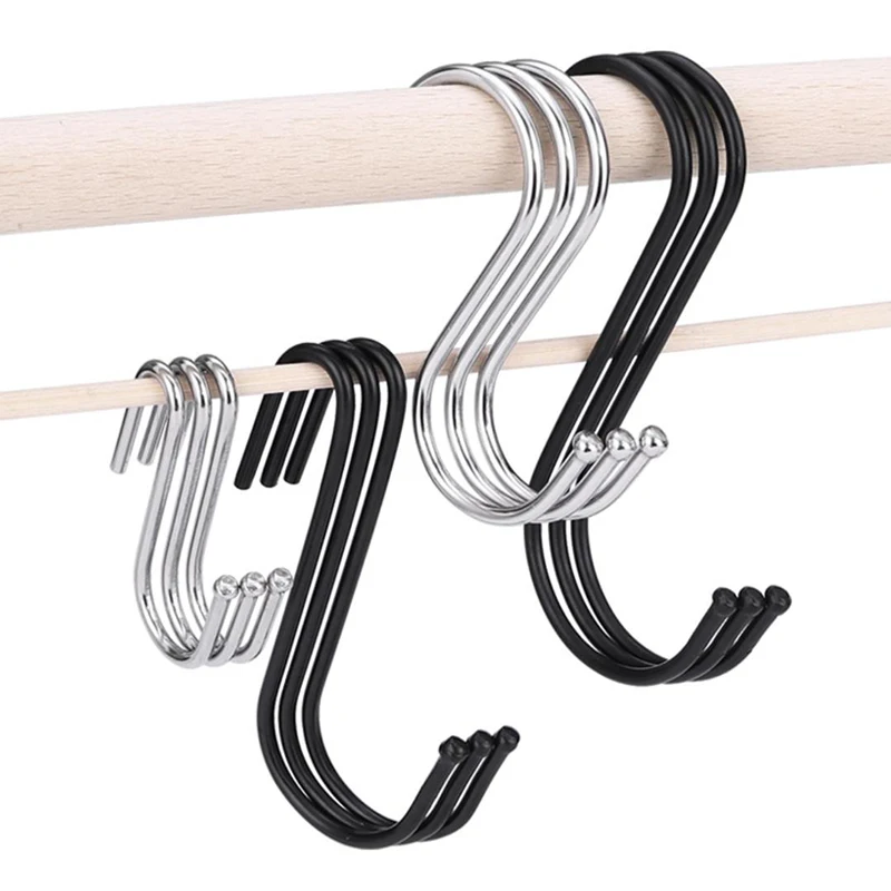 5/10pcs S-Shape Hook Stainless Steel Clothes Bags Towels Hanging Rack Multi-function Kitchen Bedroom S Hooks Railing Hanger