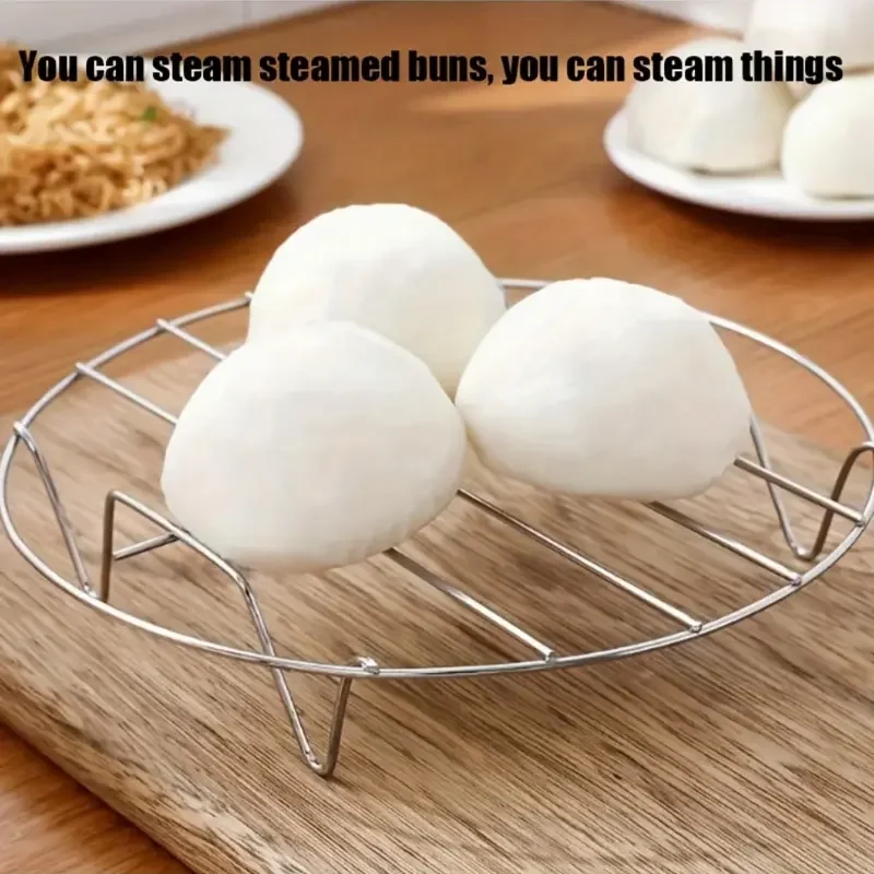 

1pc Stainless Steel Steamer Rack Kitchen Cookware Heavy Duty Round Durable Pot Pan Pressure Cooker Kitchen Cookware Accessories