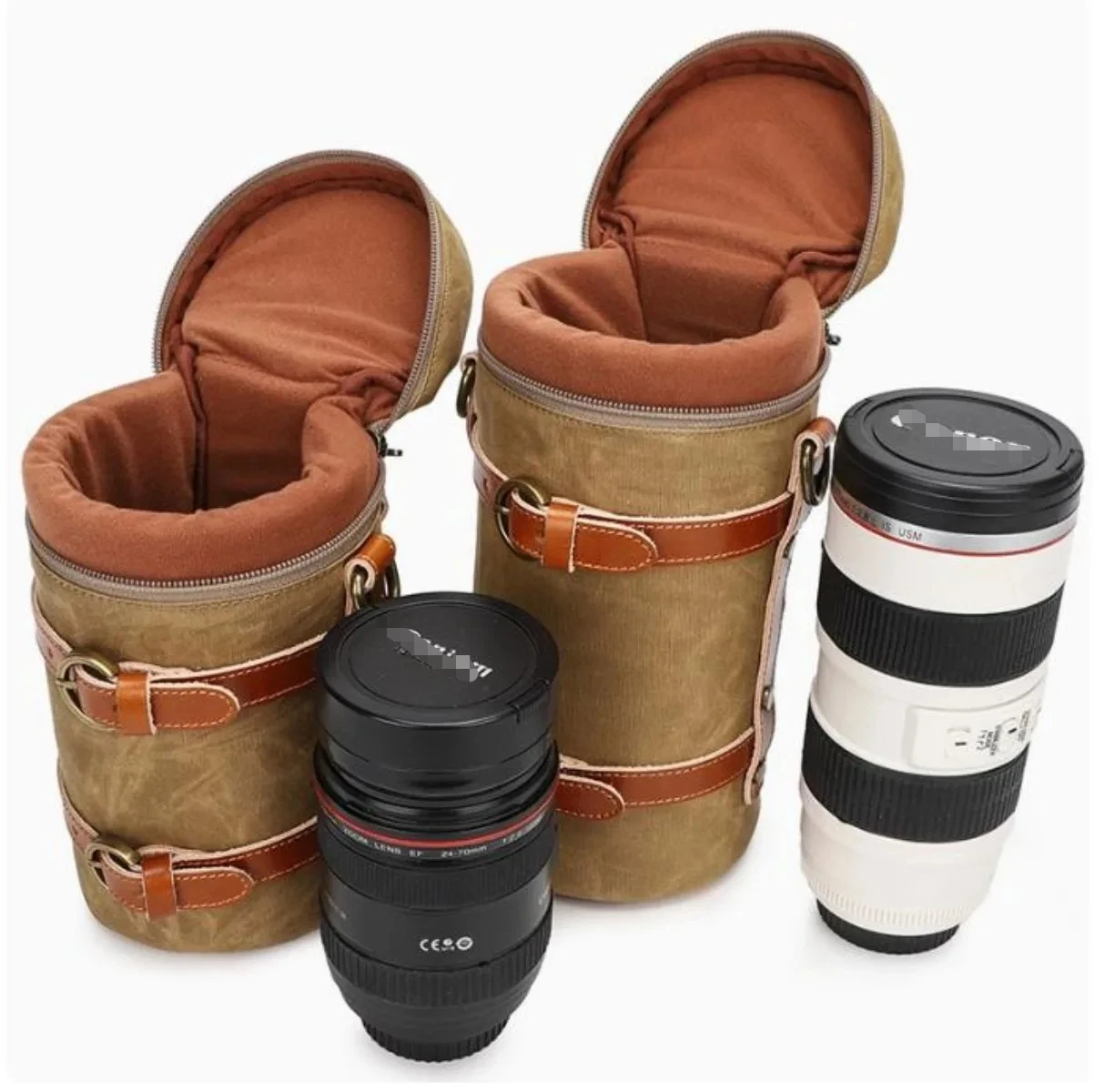 Waterproof Canvas Camo Camera Lens Bag Case Pouch Protect Cover Insert Fit Canon Nikon 18-135mm 24-105mm 70-200mm