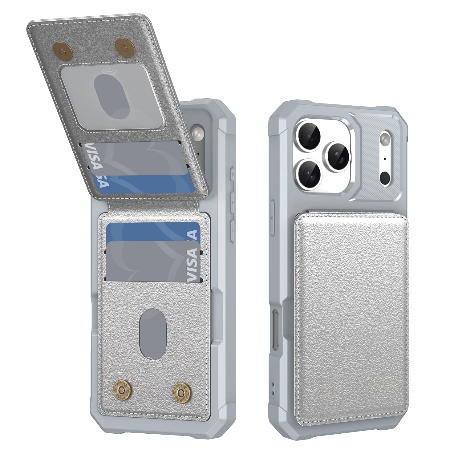 

Кожаный кошелек-держатель для карт, чехол-кошелек для телефона для IPhone 17 Air 17Pro 17 Pro Max, кронштейн с защитой от падения, двойная магнитная застежка