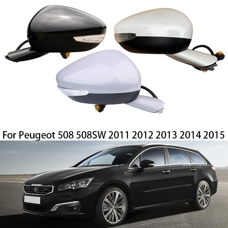 Car Side Rearview Mirror Assembly For Peugeot 508 508SW 2011-2015 8154SH 8154SJ Auto Electric Folding Heating Turn Signal