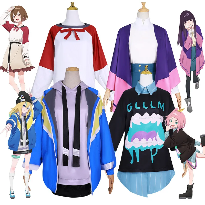 Kouzuki Cosplay Kostüm Anime Quallen können nicht in der Nacht Kostüm Rock Tops Gürtel Uniform Halloween Kostüm für Mann Frauen schwimmen