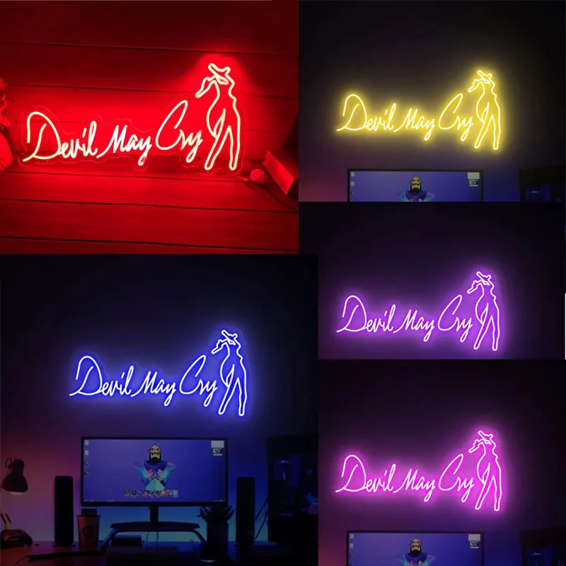 

Devil May Cry Neon Sign светодиодный Devil May Cry Wall Art, вывеска для видеоигр, неоновые огни для спальни, геймерома, Рождественский подарок на день рождения.