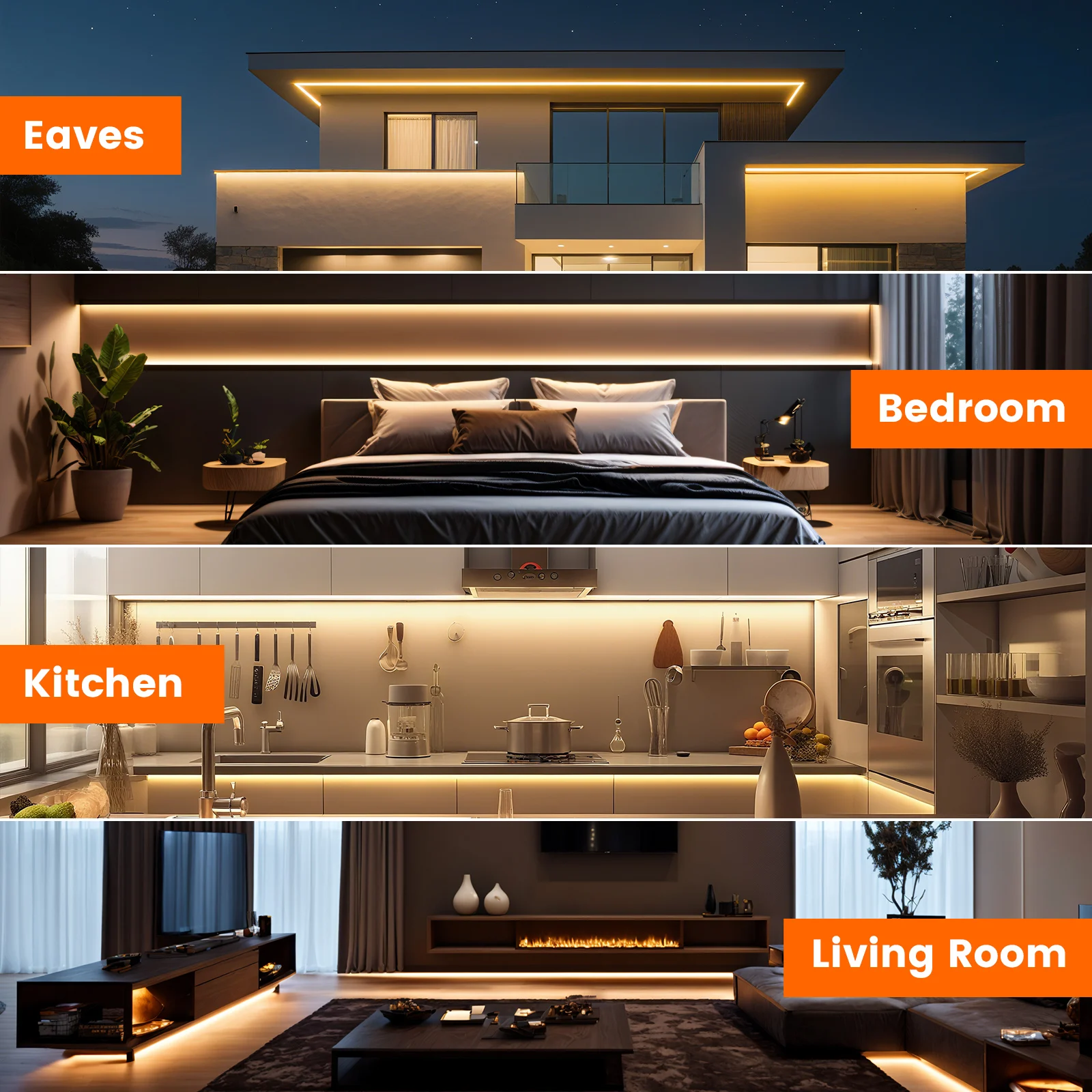 DC12V 24V COB Lampu LED Strip 320LED/M RA90 IP67 Pita LED Tahan Air untuk Kabinet Dapur Taman Tangga Pencahayaan Ruangan