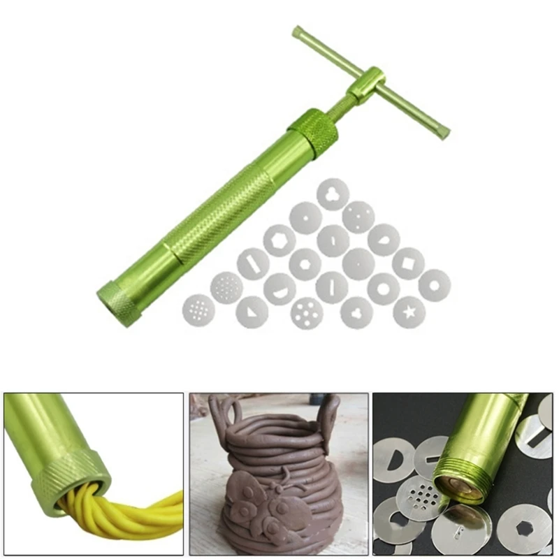 Fondant Press Clay Cutter Clay Extruder with 20 Tips Cake Decorating Tool Set