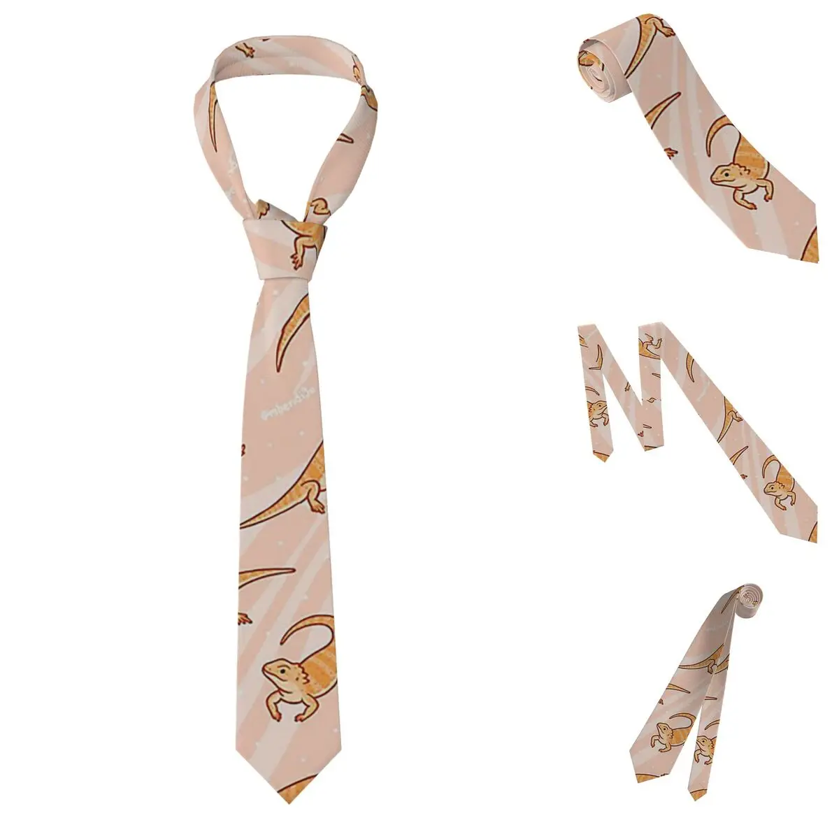 Bearded Dragons Necktie for Men Silk Polyester Slim Neck Ties Party Business Tie Classic Gravatas