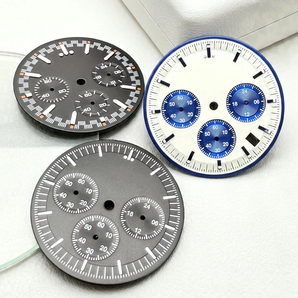 VK63 movement 32.5mm dial accessory, C3 fluorescent pointer, multifunctional timed fluorescent dial, suitable for VK63 movement