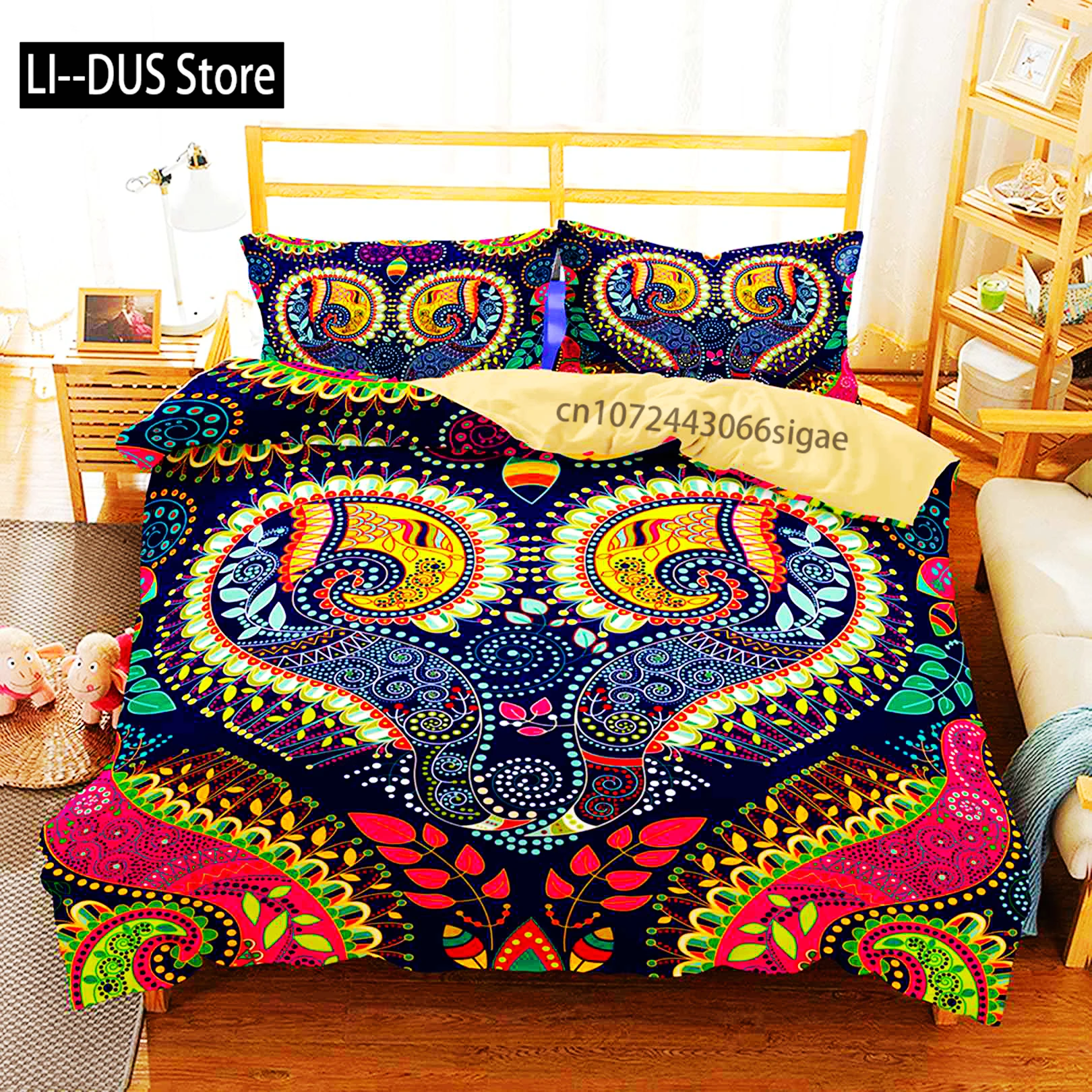 

Bohemian Style Bedding Set Duvet Cover With Pillowcase King Size Comfortable Dedding A Bedroom Suitable For Placing A Large Bed