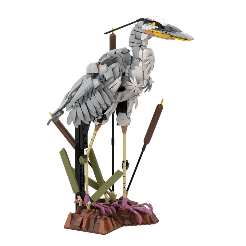 MOC Grey Heron Building Blocks Realistic Bird Model Kit for Adults DIY Advanced Puzzle Nature Home Office Decor