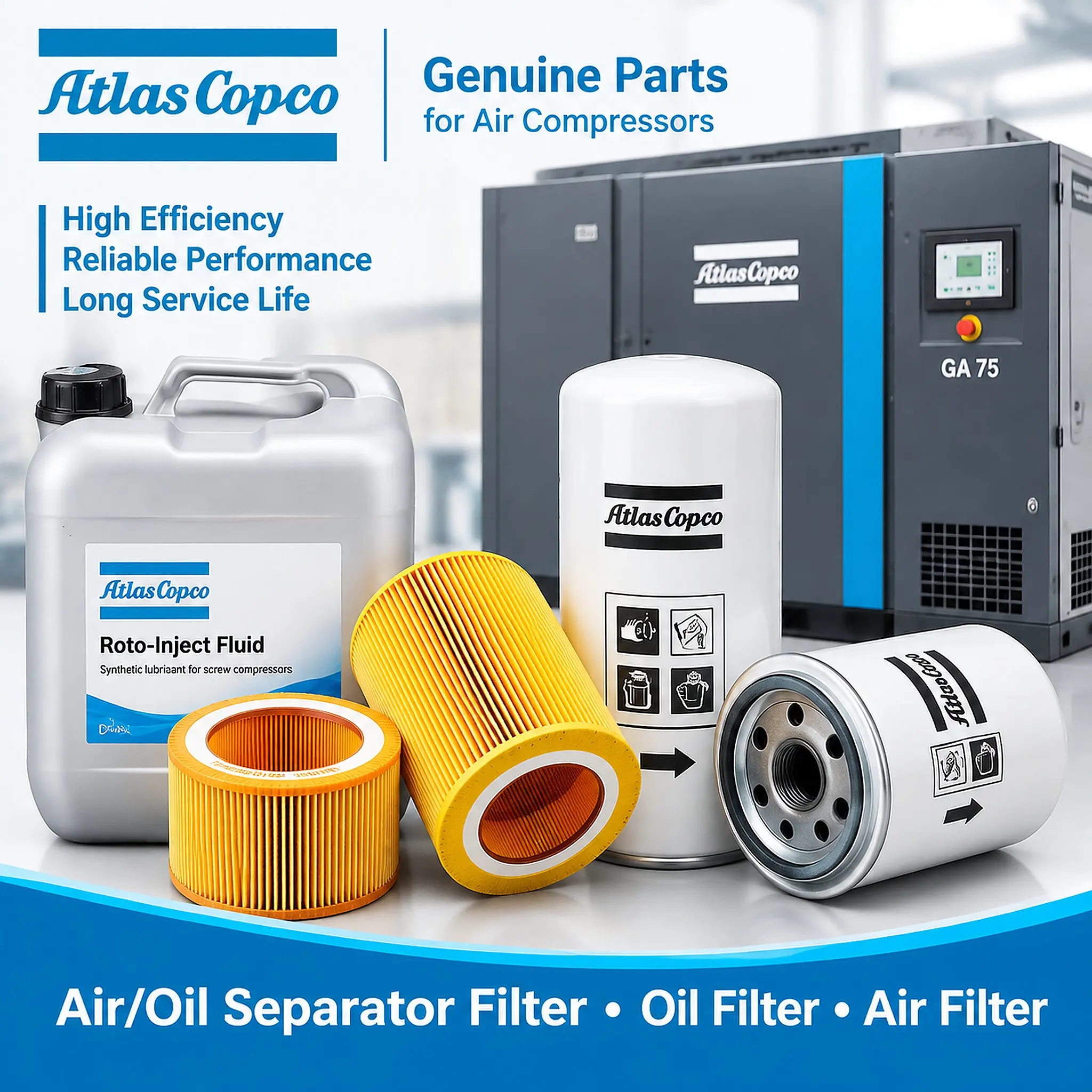 AtlasCopco Air Compressor Consumables OEM Atlas Copco Parts Air/Oil Filter Oil-gas Separator Element 15-75KW ZR VSD GA