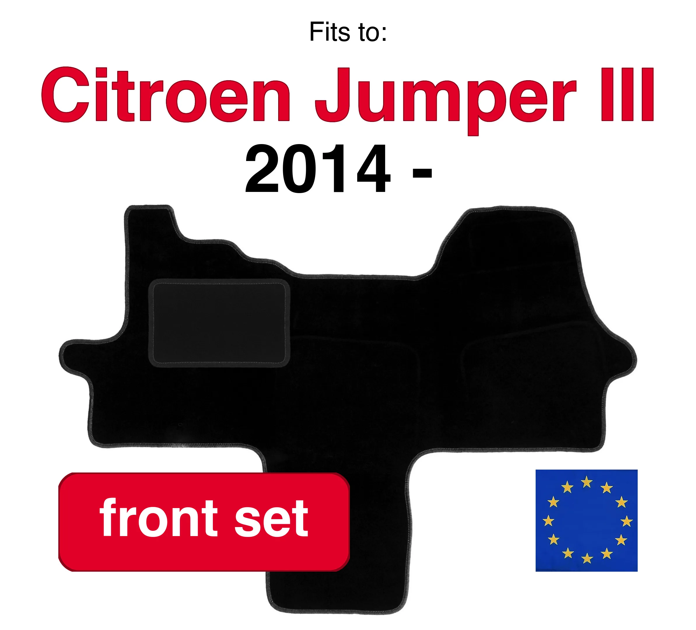Image of Auto-Velours-Fußmatten vorne für Fiat Ducato IV Lieferfahrzeug (2014 -) - Schwarz (2 Stück) Set Auto-Fußmatten vorne